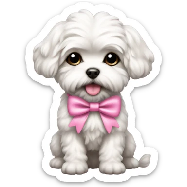 Schichon puppy pink bow  sticker