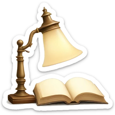 vintage lamp with open book beige sticker