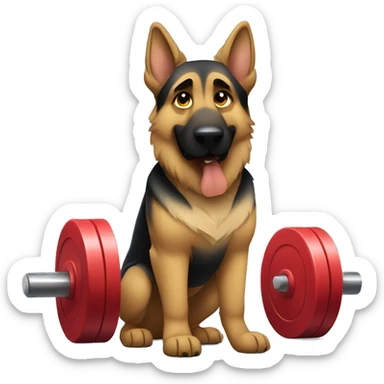 german shepherd lifting weights sticker