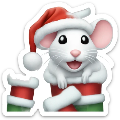 Mouse Christmas hat and a pile of snow sticker