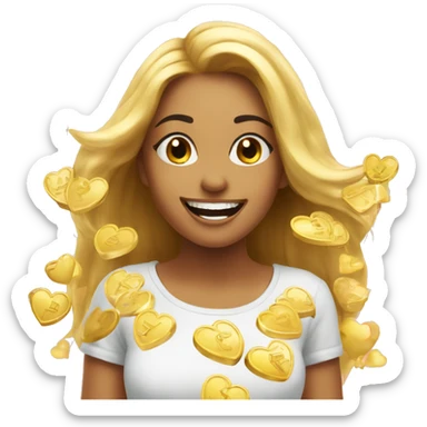 happy girl + hearts + sparkles + money sticker