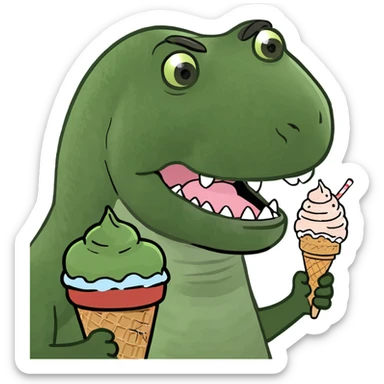 T-Rex with ice cream sticker