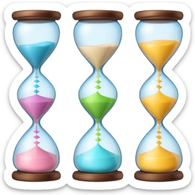 minimal emoji of glowing skin progress over time, hourglass or timeline symbol, pastel tones, represents visible results after consistent treatments sticker