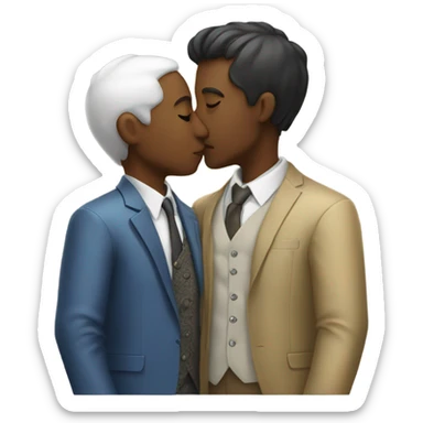 Men in garment’s kissing  sticker