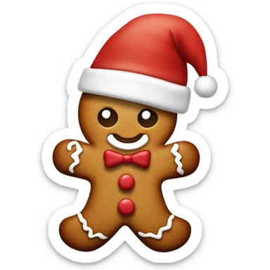 Gingerbread man wearing santa’s hat in coffee sticker