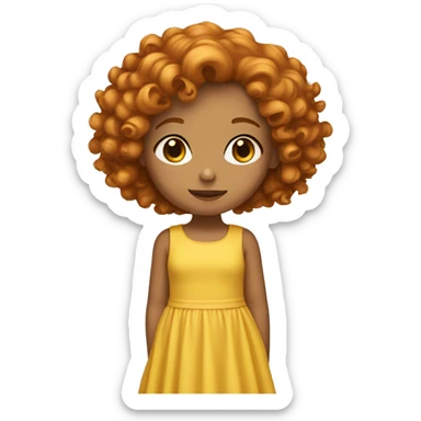 girl with ginger curly hair in a yellow dress sticker