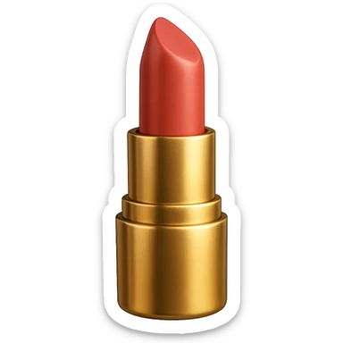 Edit this image to a realistic lipstick emoji with a gold case in a photorealistic style. Remove the background completely. sticker