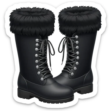 a pair of black fluffy boots  sticker