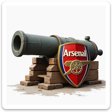 realistic illustration of Arsenal football club cannon with a shield sticker