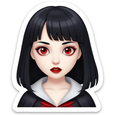 Garota vampira com cabelos pretos e franja sticker