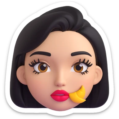 sassy mean girl emoji with long eyelashes, thick glossy lips, side-eye expression, dramatic makeup, smug attitude sticker
