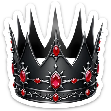 Black Gothic thorn crown with ruby jewels  sticker