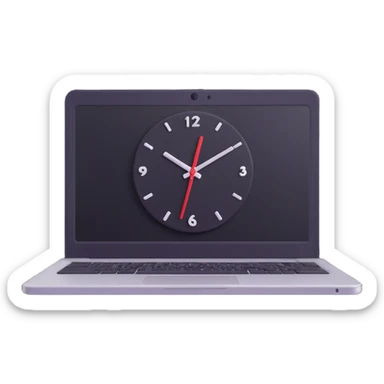 compact laptop with a clock icon overlay, symbolizing significant admin workload sticker