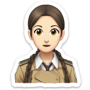 Sasha Braus brown hair hair in a ponytail anime attack on titan sticker