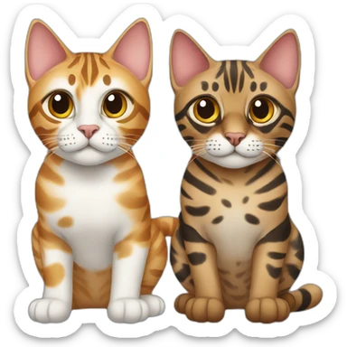 Two Bengal cats of different colours. sticker