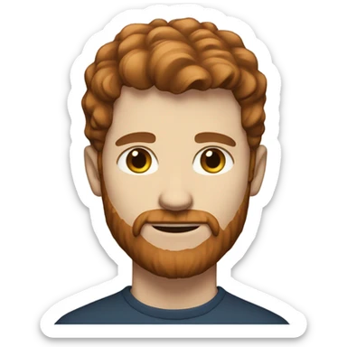 White man with brown hair and red beard with blue eyes sticker