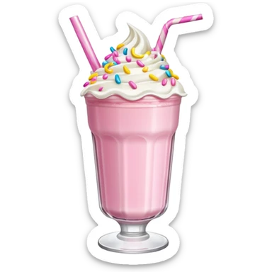 pink milkshake with whipped cream and sprinkles  sticker