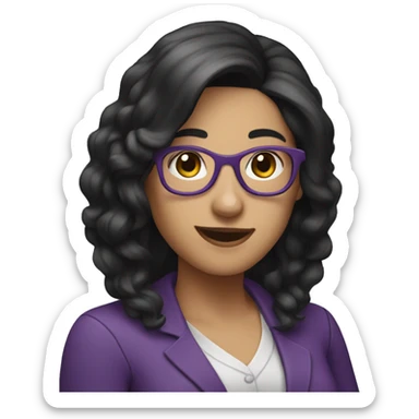 female librarian purple black hair waving sticker