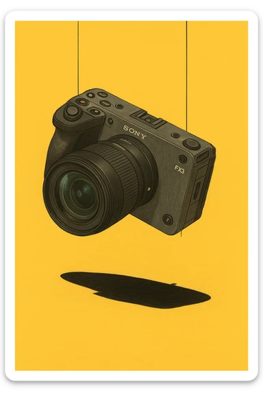 xuddi mana shu sariq mashina o'rniga sony fx3 kamerasini qo'yib o'zgartirib ber sticker