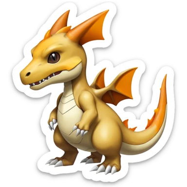 Shiny Exotic Excessive Mysterious Cubone-Marowak-Charizard-Pokémon-Fakémon-hybrid-creature (full body) sticker