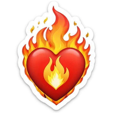 Black and red heart on fire sticker