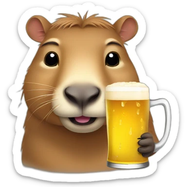 Capybara drink a beer sticker