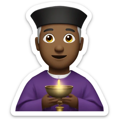 a priest with a censer wearing purple sticker