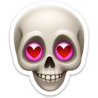 Skull with heart eyes sticker