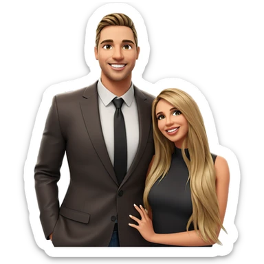 smiling couple in cityscape sticker