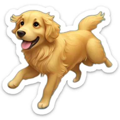Golden retriever surfing on a wave sticker