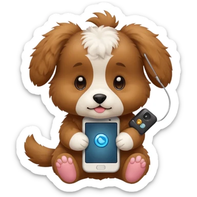 puppy with phone sticker