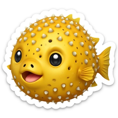 puffer fish, apple emoji style sticker
