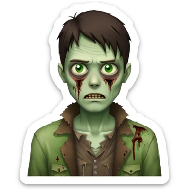 pretty brunette zombie man sticker