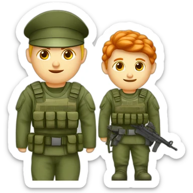 a Russian blond guy soldier and red head soldier sticker