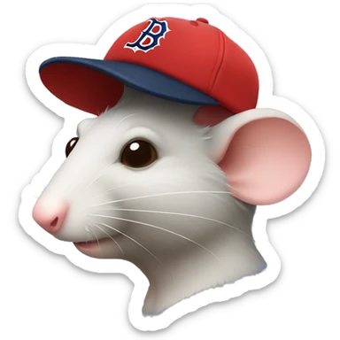 Side profile rat wearing Red Sox hat sticker