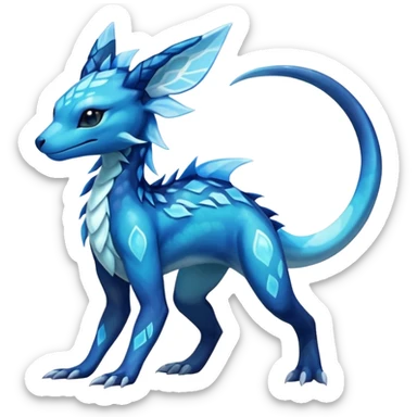 Colorful Dark Shiny Exotic Salandit-Aurorus-Glaceon-Fakémon-hybrid-creature (full body)  sticker