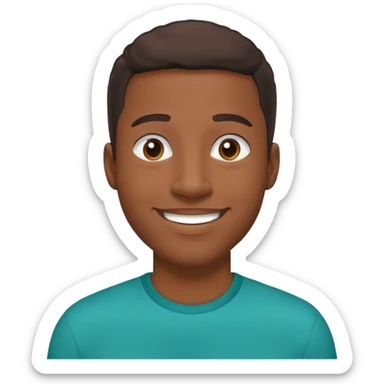 Smiling. Black man in teal shirt sticker