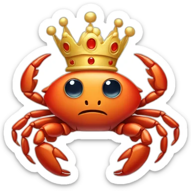 Crab with a crown on his head sticker