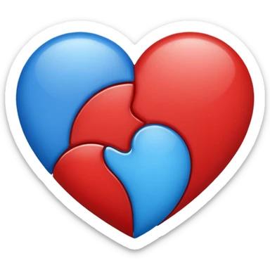 a heart made of the two colors red and blue sticker