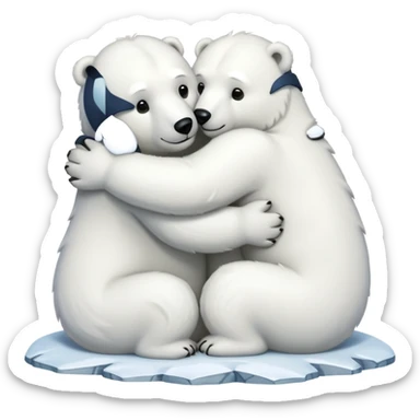 two polar bears hugging sticker