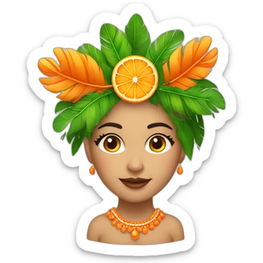 reina de carnaval disfrazada de mandarina con plumas sticker