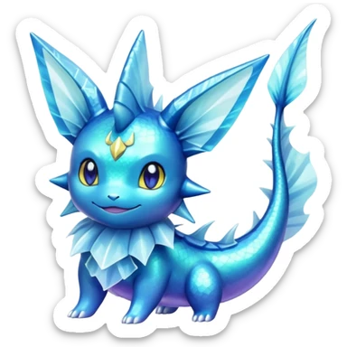 Shiny colorful Vaporeon-Aurorus-Amaura-Pokémon-hybrid-creature sticker