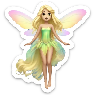 Iridescent fairy flying long hair blonde full body sticker