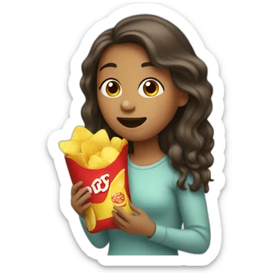Girl eating chips sticker