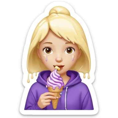 girl in purple hoodie holding ice cream sticker