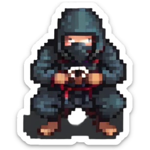 masked ninja crouching sticker