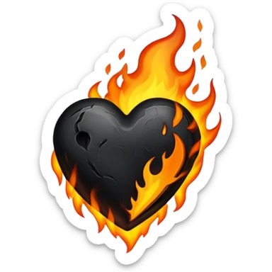 Black heart with black fire sticker
