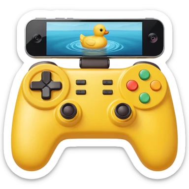 Rubber ducky playing first person shooter game sticker