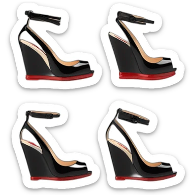 WEDGE heel LOUBOUTIN BLK PATENT Plume Sling sticker