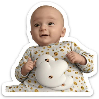 bald boy in pajamas sticker